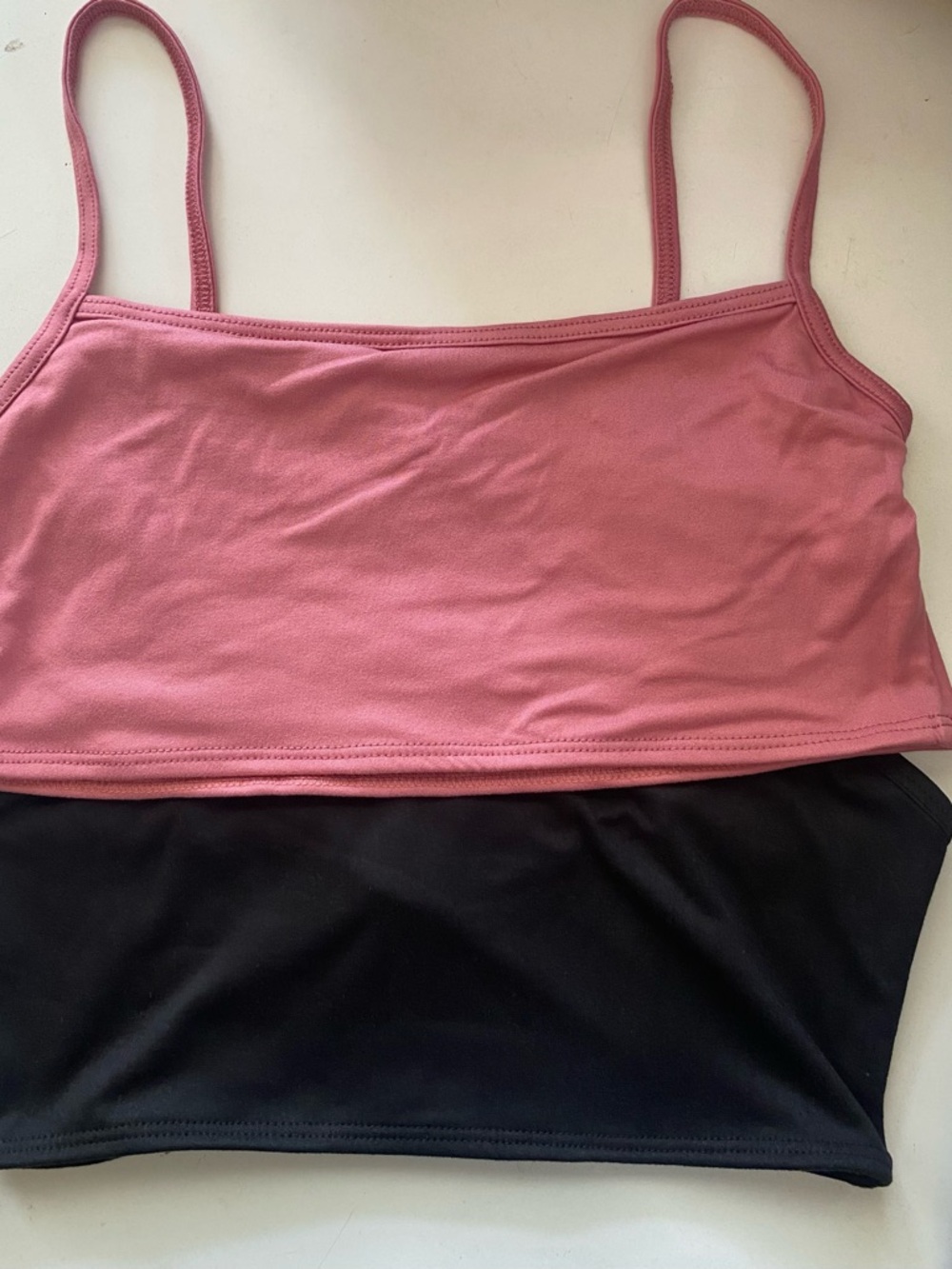 NWOT Two-Tone Pink & Black Cropped Camisole Tank
